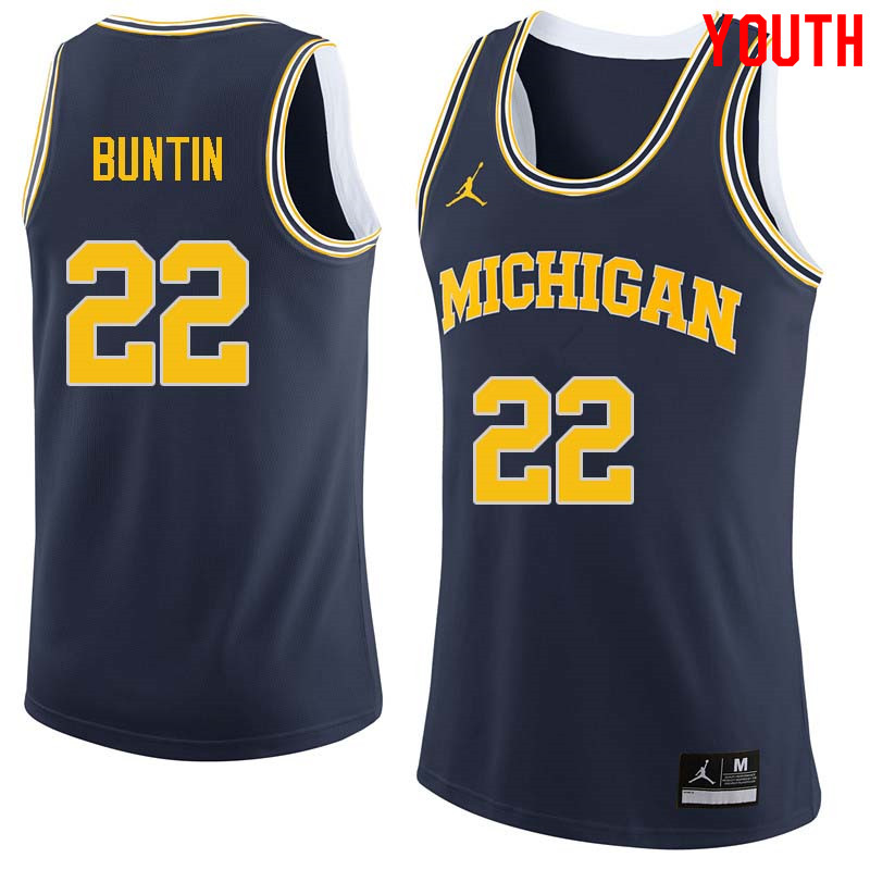 Youth #22 Bill Buntin Michigan Wolverines College Basketball Jerseys Sale-Navy